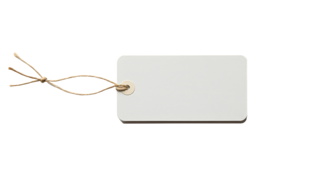 Blank paper price tag or label with a string, perfect for sale or gift messages, Isolated on transparent background