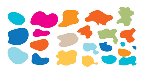 Hand drawn organic rectangle frames. Abstract doodle liquid shapes. Organic free flat blobs. Irregular fluid bubbles. Empty text box. Vector illustration isolated on white background.