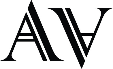 Minimalist logo design featuring letters a and v in a flat monogram style