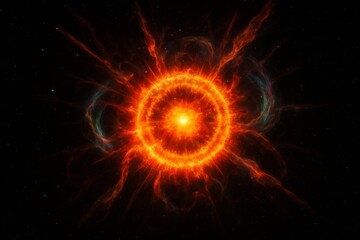 Fototapeta premium Colorful cosmic explosion in space with vibrant orange and yellow hues, showcasing the beauty of celestial phenomena