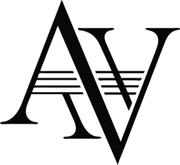 Minimalist monogram logo design featuring letters a and v vector illustration