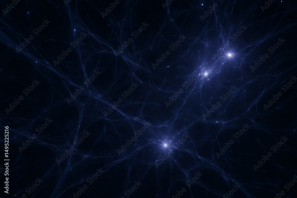 Poster exploring the intricate web of cosmic structures in dark matter and galaxy formation