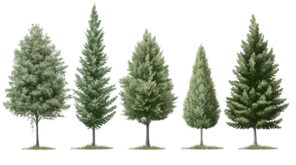 Collection of Lush Green Trees Isolated on Transparent Background for Design Projects and Visual Appeal