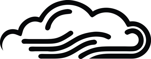 Minimalist black cloud logo design with simple arc lines for branding purposes