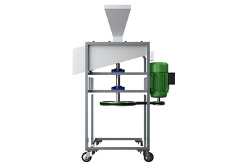  an industrial processing machine, possibly a shredder, granulator, or chipper.  a top-loading hopper and a side discharge chute, this equipment CASSAVA ONION POTATO CHIPS CRACKERS THINLY CUT on a PNG