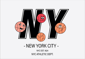NY, new york college typography. Vector illustration design for fashion graphics, t shirt prints.