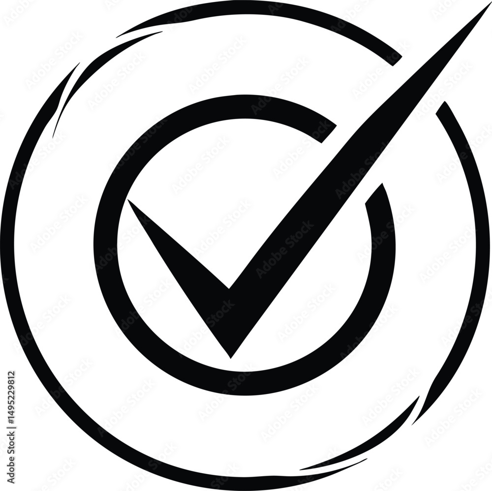 Poster clean checkmark logo design inside a circle minimalist branding vector