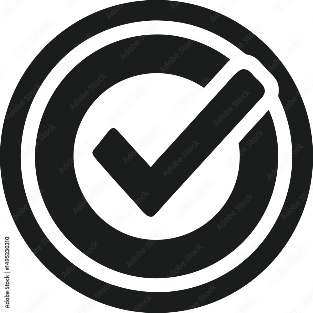 Poster clean checkmark logo in a circle design for verification and approval