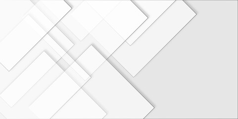 Fototapeta premium Abstract white rectangle shape geometric line background. abstract seamless modern white and gray color technology concept geometric rectangle vector .White square Vetor futuristic square work.