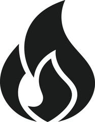 Abstract flame silhouette icon in minimalist style for logo design and branding