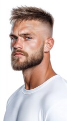 Fototapeta premium A man with a beard and a shaved head