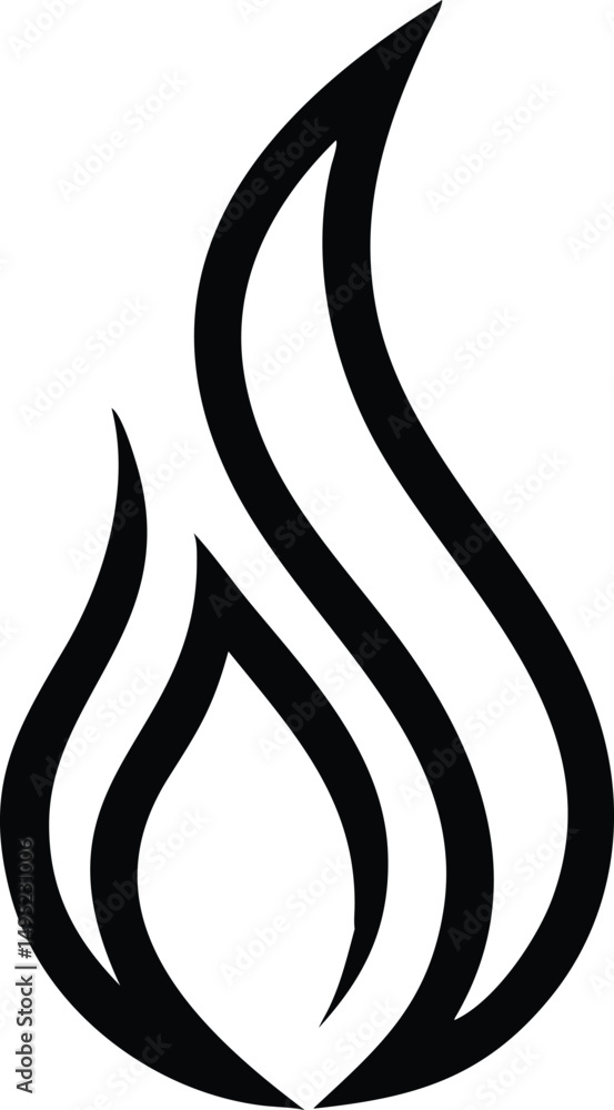 Poster abstract flame icon design in single line form suitable for logo design