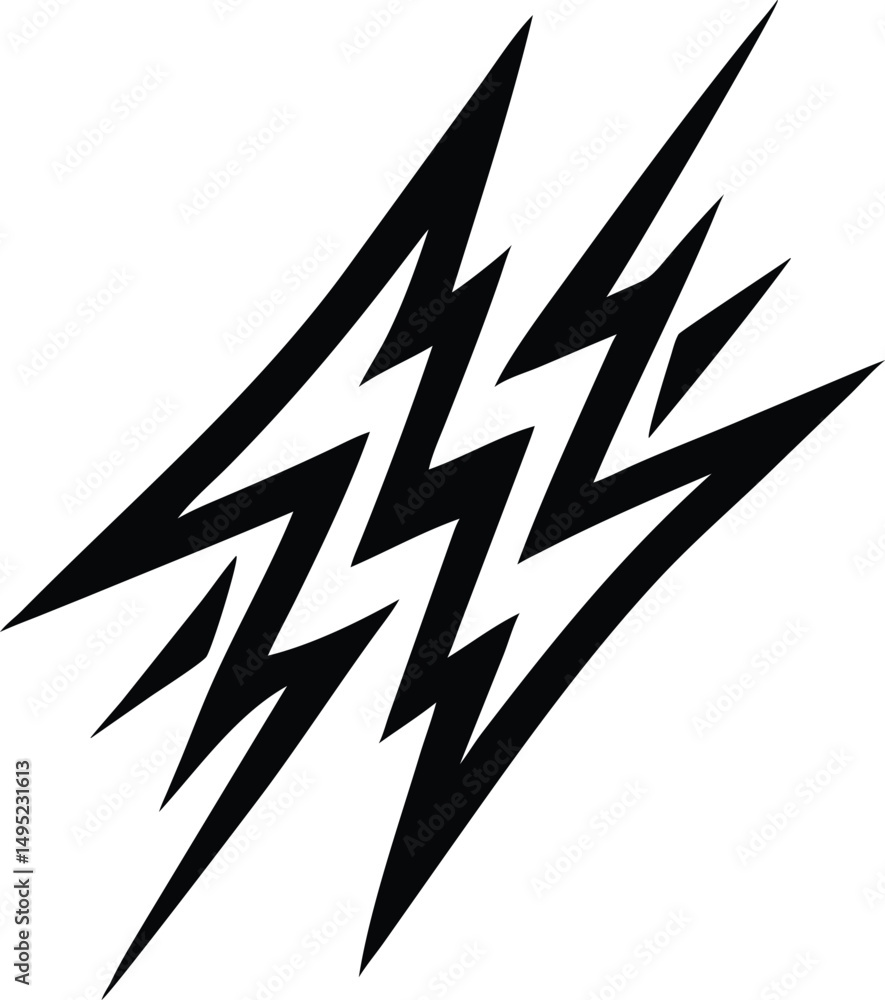 Poster minimalist lightning bolt silhouette logo design with sharp angular shapes