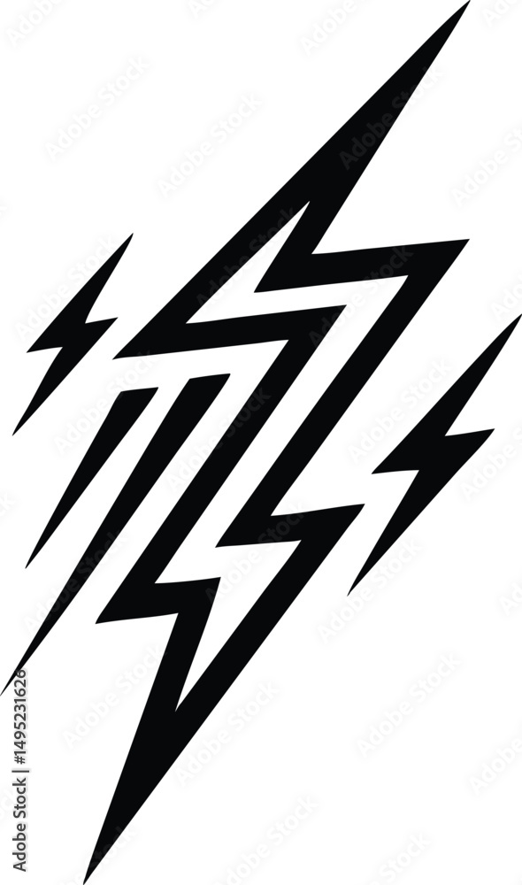 Poster minimalist abstract lightning bolt logo design with sharp angles for branding