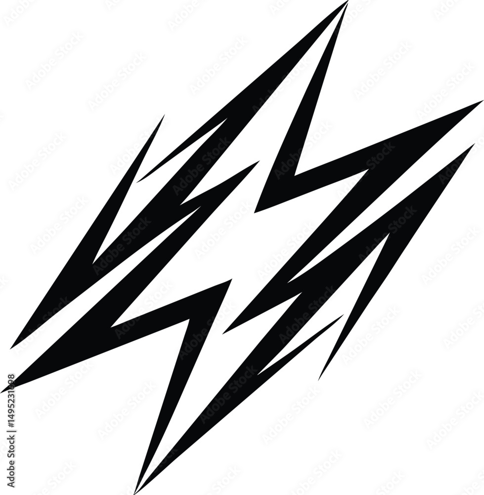 Poster minimalist abstract lightning bolt logo design with sharp angled lines
