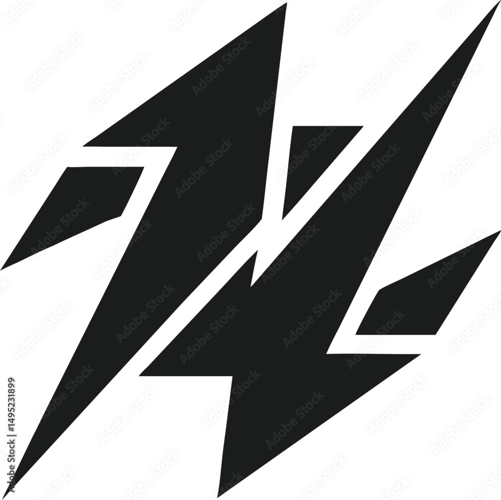 Poster minimalist abstract lightning bolt logo design with sharp angular lines