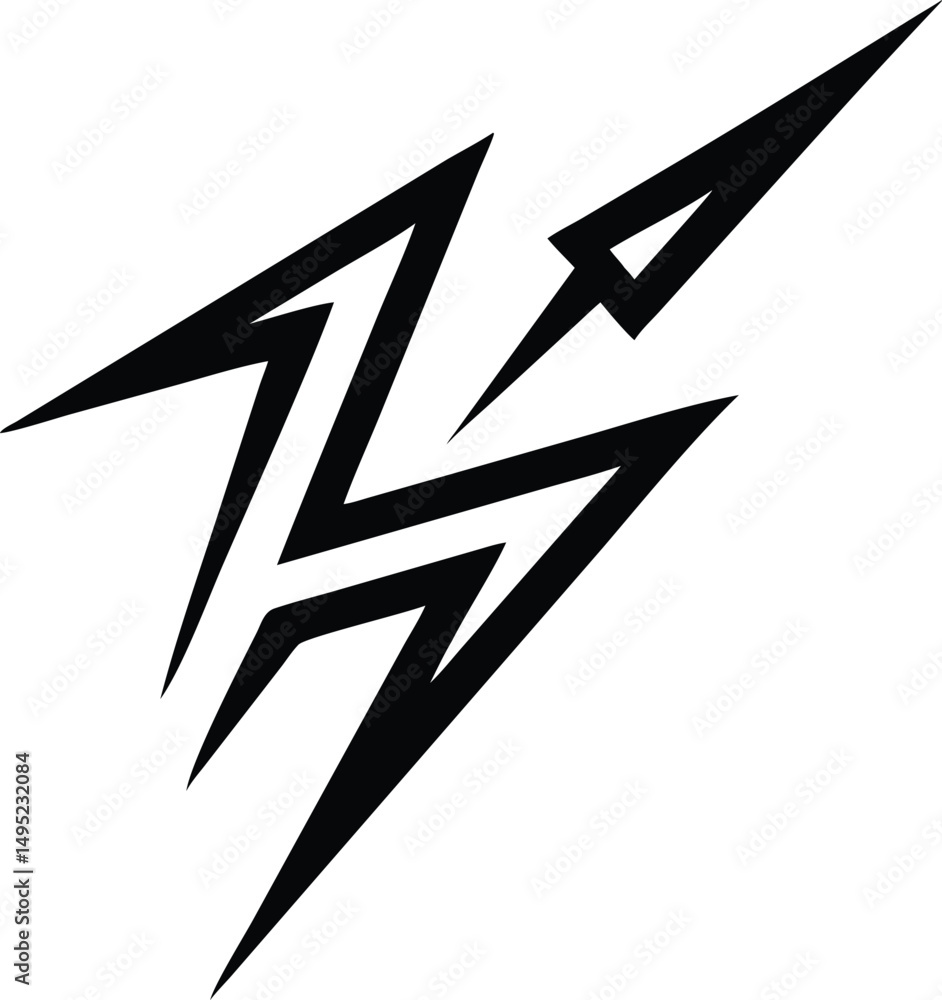 Poster abstract lightning bolt minimalist logo design with sharp angles for branding