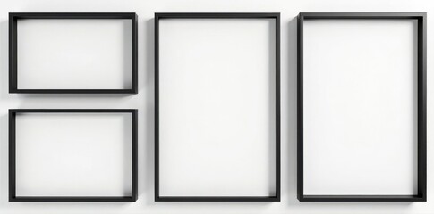 Fototapeta premium Collection of empty black frames, clean lines Perfect for design projects , website, wall, frame mockup
