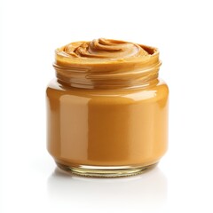 Creamy Peanut Butter in Glass Jar High-Resolution Food Photo