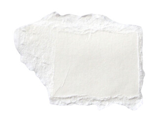 Obraz premium Pieces of torn or cut white cardboard isolated design element on transparent background.