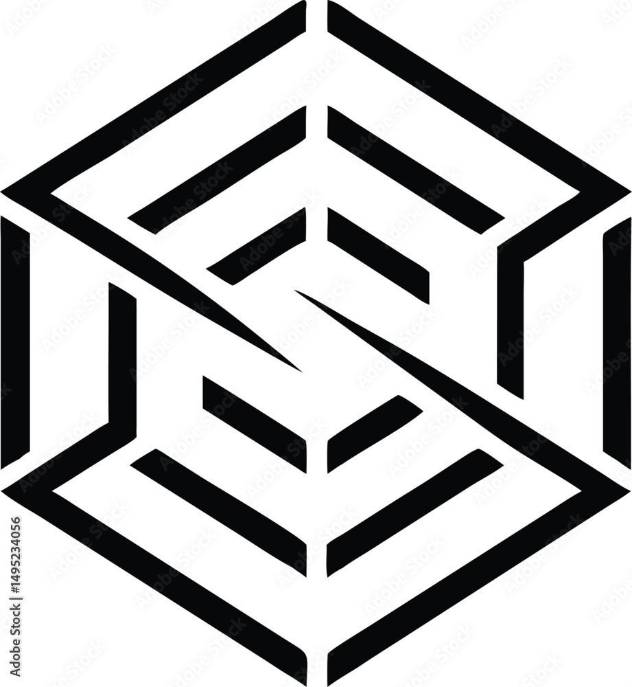 Aufkleber modern abstract cube logo design with sharp lines and symmetrical structure