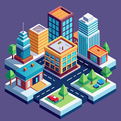 isometric view of a city