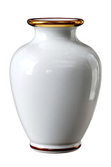Minimalist high definition resolution white ceramic vase with a beautiful gold rim perfectly designed for elegant home decor and floral arrangements PNG Transparent Background