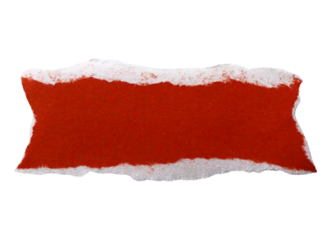 Pieces of torn or cut red paper, design elements isolated on transparent background.