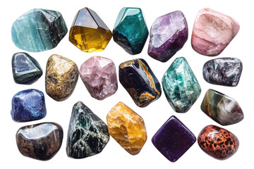 Assorted Gemstone Collection  isolated on a transparent background