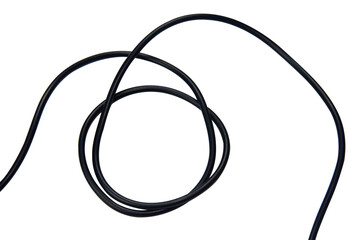 Black wire cable of usb and adapter isolated on white background with clipping path.Electronic...