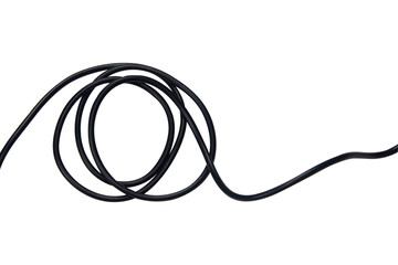 Black wire cable of usb and adapter isolated on white background with clipping path.Electronic...