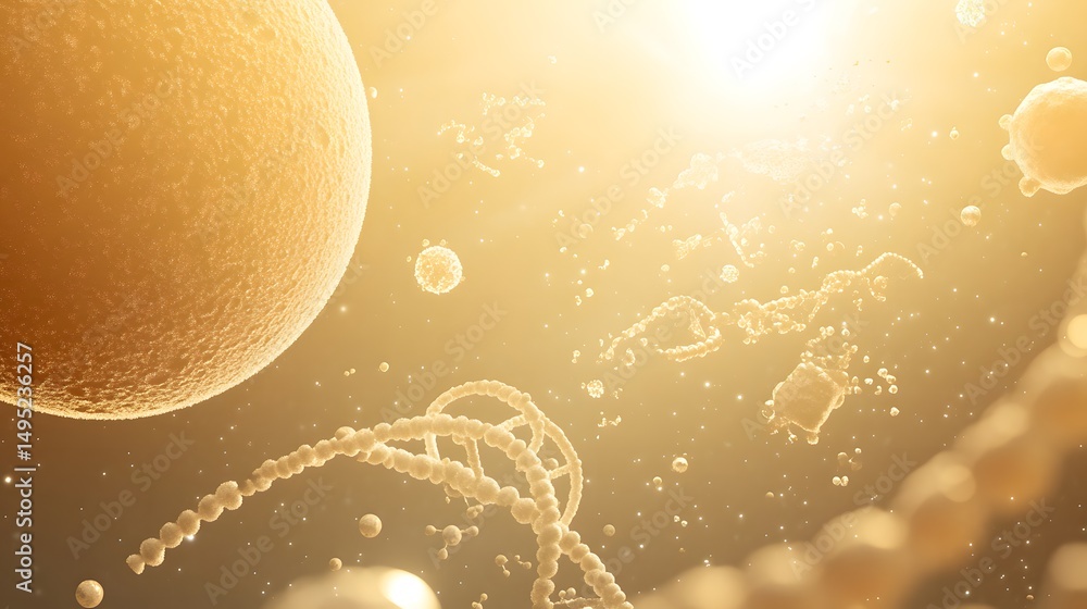 Poster golden cellular structures in dynamic display.