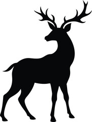 Fototapeta premium Stag Silhouette with Galaxies Inside on White Background