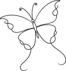 Abstract Butterfly Line Art in Motion on White Background