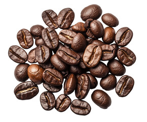 Pile of brazilian coffee beans, cut out white background