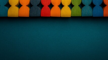 Vibrant wooden figurines symbolizing diversity, equity, inclusion, and a sense of belonging, embodying the DEIB concept