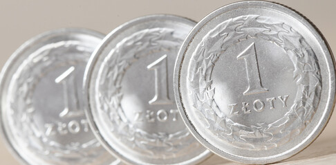 Coin 1 zloty. Currency Poland.
