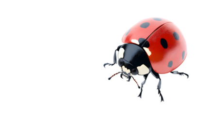 Vibrant 3D Ladybug on White with Transparent Background for Design Projects