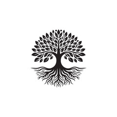 Oak Tree vector logo design, vibrant tree, Tree of life logo design, Root Leaf Family Tree, Oak Banyan Maple Stamp Seal Emblem Label logo design vector