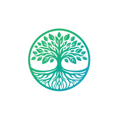 Oak Tree vector logo design, vibrant tree, Tree of life logo design, Root Leaf Family Tree, Oak Banyan Maple Stamp Seal Emblem Label logo design vector