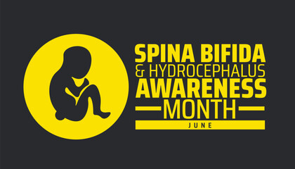 Spina Bifida and Hydrocephalus Awareness Month background banner or poster design template. observed every year in June. Holiday concept. Use to any Template, card, poster, placard, template.
