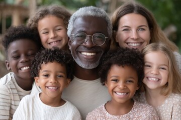 The concept of community and social gathering is exemplified by a group of multiracial individuals of different ages having a good time together in a city park setting