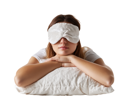 Relaxation techniques for better sleep and well-being practices on a transparent background, cut out