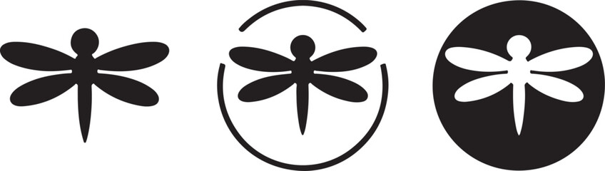 Dragonfly Icon Set Black and White Variations