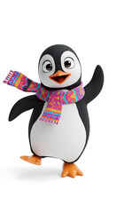 Obraz premium Cheerful penguin parades with colorful scarf