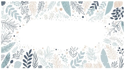 Stylish Botanical Pattern with Assorted Leaves and Branches, Ideal for Backgrounds, Wrapping Paper, and Textile Designs