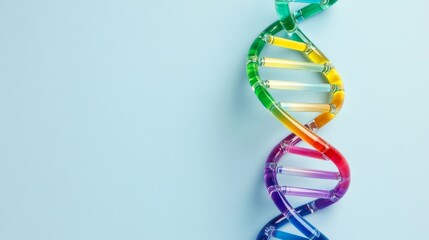 Colorful DNA strand structure on light blue background , Science, Genetics