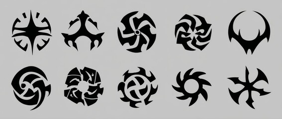 Naklejka premium Grunge Y2k tattoo streetwear graphic elements are featured in this collection, which also includes gothic neo tribal cyber sigilism shapes and modern design