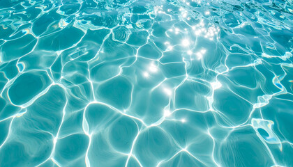 Sparkling Aqua Sunlit Reflections on a Pool's Surface