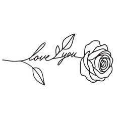rose vector illustration  simple one line drawing